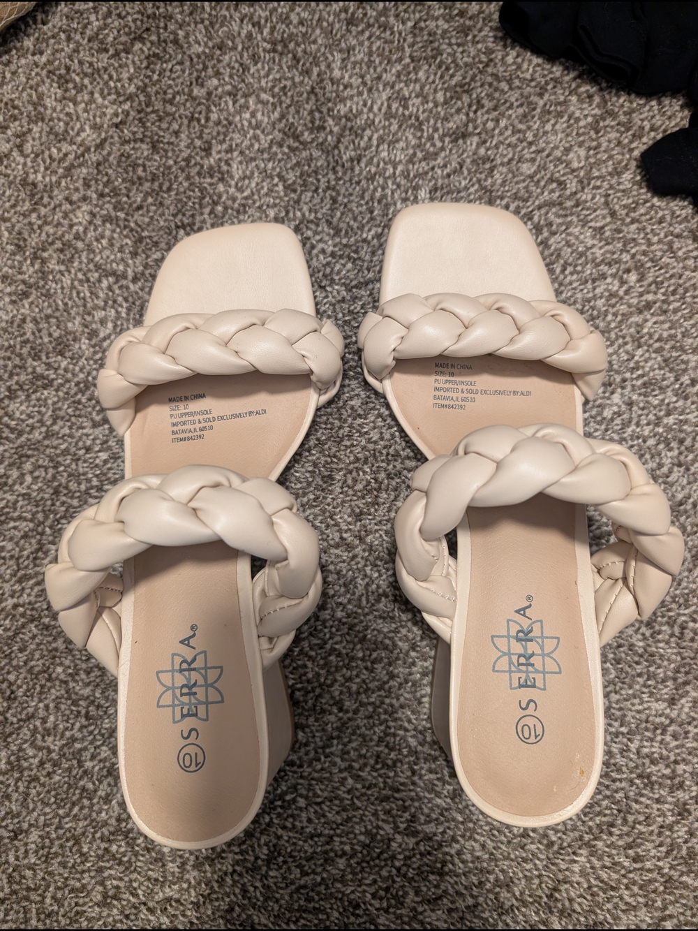 Serra Braided Double-Strap Slide Sandals in Cream